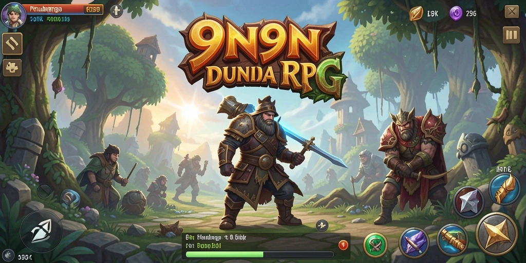 Screenshot gameplay yang menunjukkan aksi petualangan di 9N9N.