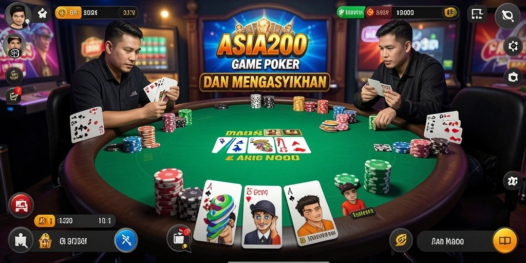 Tampilan utama ASIA200 dengan gameplay Poker yang menarik.