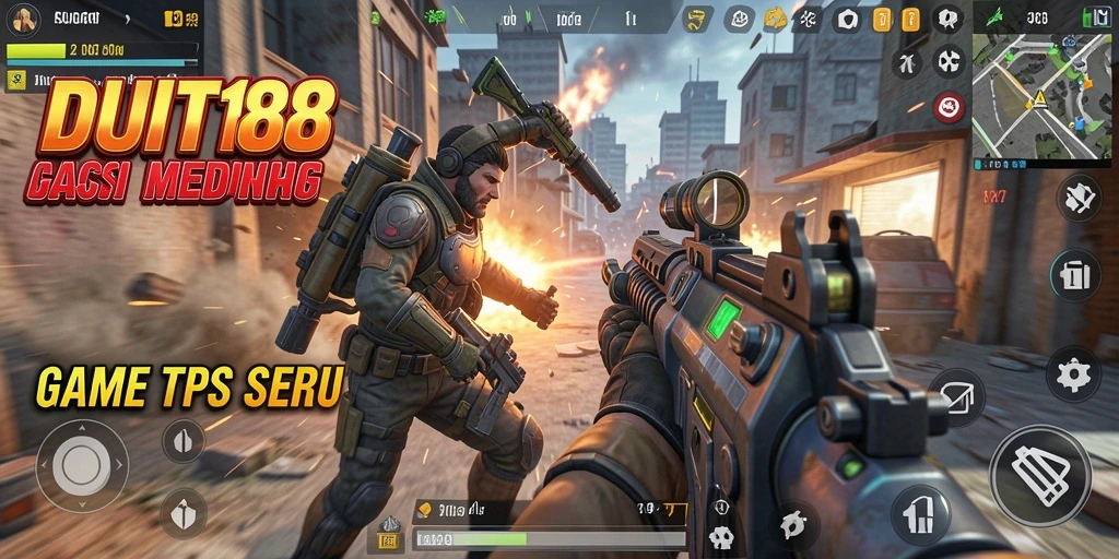 Tampilan gameplay seru dari DUIT188 dalam aksi TPS.