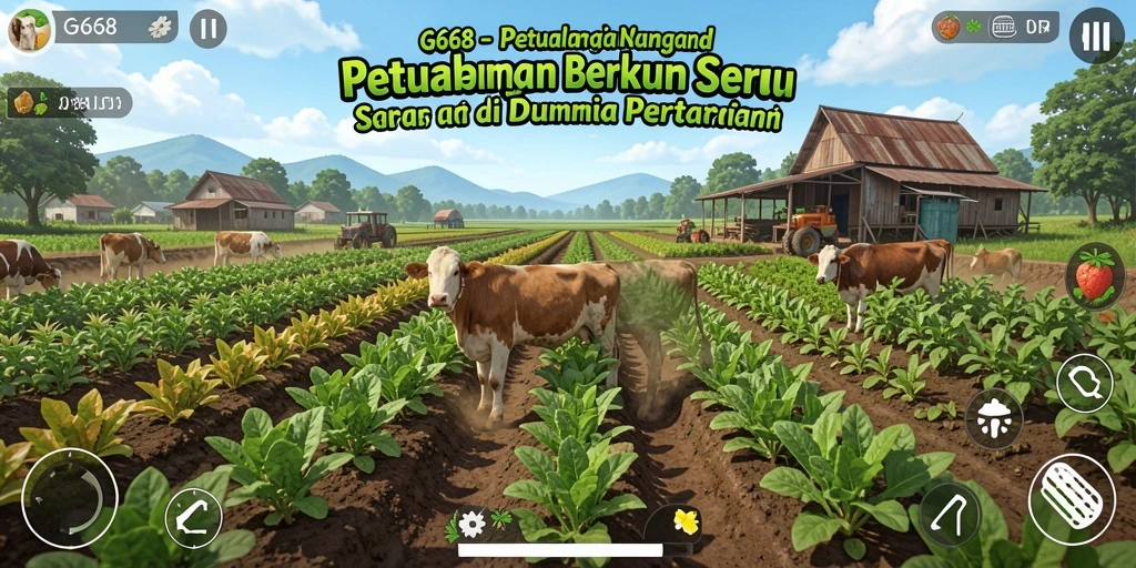 Tangkapan layar G668 menampilkan gameplay seru di ladang pertanian.