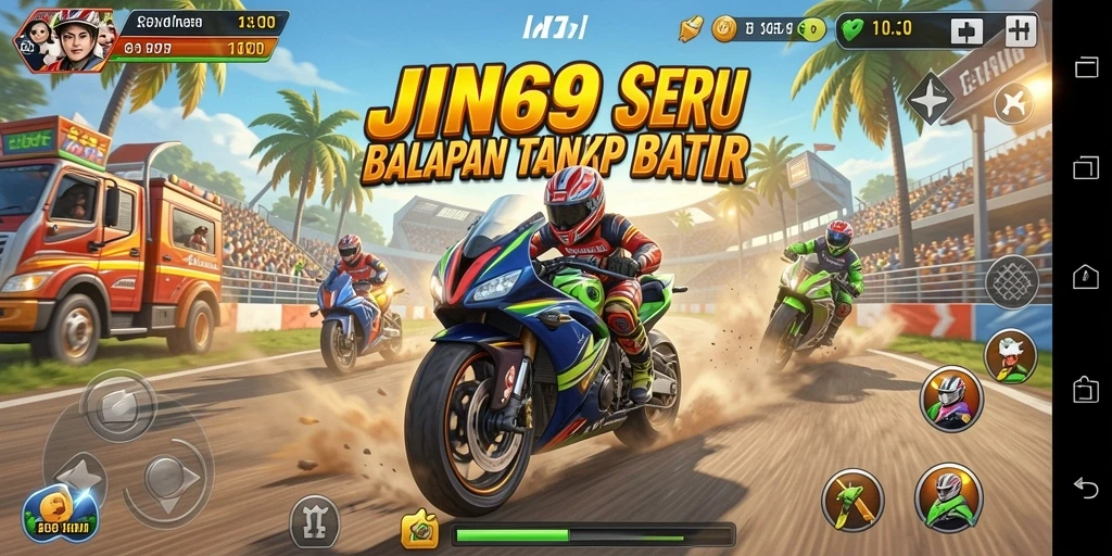 Gameplay mendebarkan dengan balapan cepat dan menantang di JIN69.