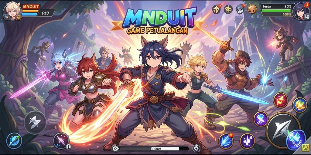 Tangkapan layar menunjukkan berbagai karakter anime dalam aksi mengesankan.