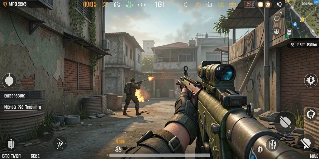 Tampilan gameplay MPO555 dengan aksi menembak yang intens dan grafis yang luar biasa.