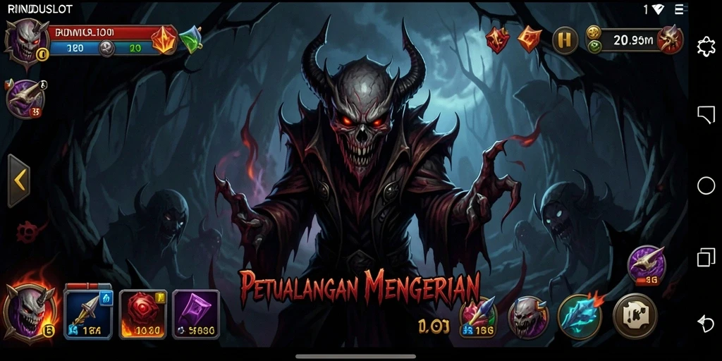 Tangkapan layar menunjukkan kegelapan mencekam dalam gameplay RINDUSLOT.
