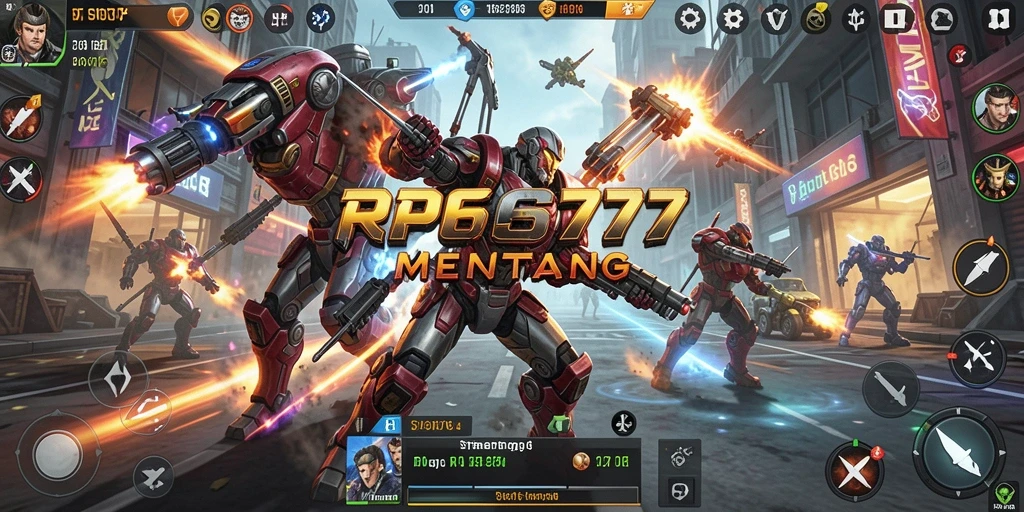 Screenshot gameplay RP6677 menunjukkan strategi dan pertempuran yang intens.