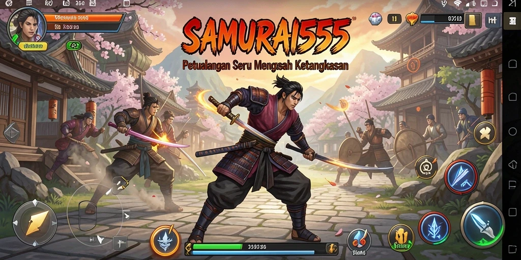Tangkapan layar SAMURAI555 menunjukkan aksi cepat dan grafis yang menarik.