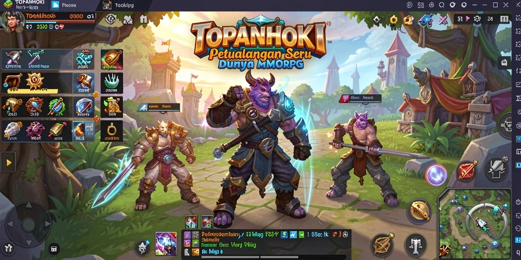Tangkapan layar gameplay TOPANHOKI memperlihatkan aksi seru dalam pertempuran MMORPG.