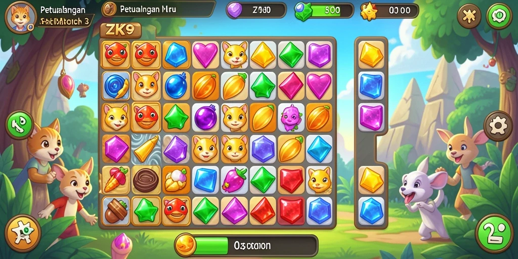 Tampilan gameplay ZK9 yang penuh warna dan menyenangkan.
